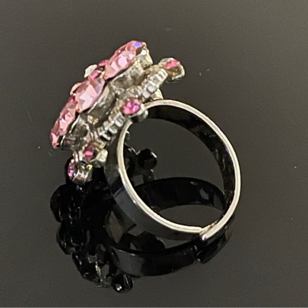 ✨Elegant Vintage Pink Rhinestones Adjustable Ring - Picture 2 of 2